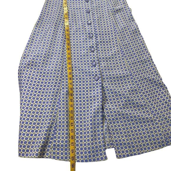 Leslie Fay 1980s Vtg maxi dress blue polka dot w/ short sleeves Summer Flowy - Picture 8 of 11